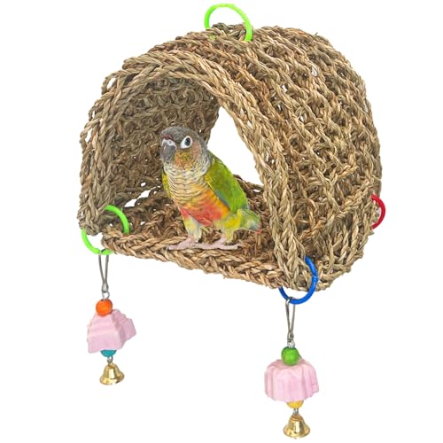 Cenyo kathson Bird Sheltering Seagrass Tent Hammock Small Animal Snuggle Hut Parrot cage Toy for Parakeets,Cockatiels,Lovebirds,Ring Necks,Pionus,Senegals Small to Medium Birds von kathson