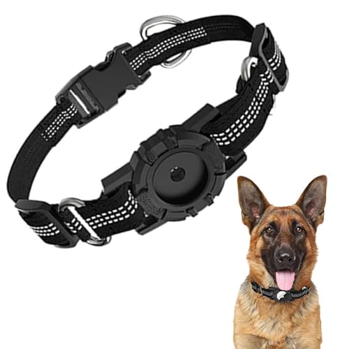 Kathson Reflektierendes AirTag Hundehalsband, wasserdicht, integriertes Silikon-AirTag-Haustierhalsband mit Halterung, gepolstert, (15-17, 2.5 cm)) von kathson