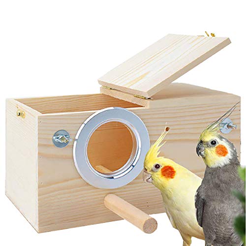 Sittich-Nistkasten Wellensittichhaus Nymphensittich Zucht Papageien Paarbox für Unzertrennliche, große und mittelgroße Vögel, XL:13.4"*6.9"*7.7"inch von kathson