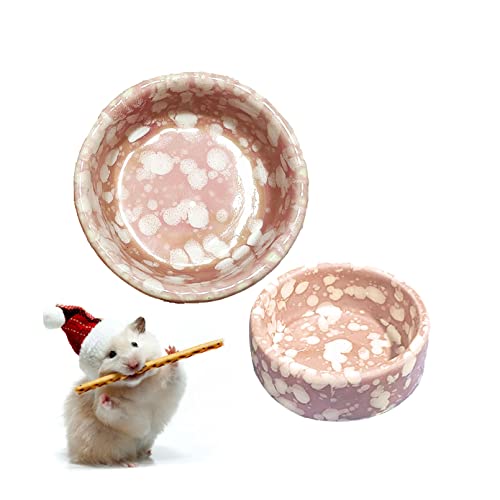 kathson 2 Stück Hamster-Futternapf Meerschweinchen Keramik Wasserschale Kleintiere Futternapf für Zwerg, Hamster, Rennmäuse syrische Frettchen, Igel, Chinchilla, Hase (Rosa) von kathson