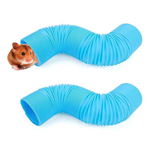 kathson 2 x Hamster-Tunnel, Haustier-Tunnel, aus Kunststoff, lustiges Spielzeug für Puzzle-Training, Verstecktraining oder Rennmäuse, Meerschweinchen, Mäuse, kleine Tiere (blau) von kathson