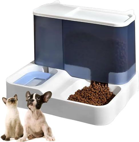 kathson All-in-One Automatisches Katzenfutter- und Wasserspender-Set Schwerkraft-Katzenfütterer Großes Fassungsvermögen Selbstfütternder Hundefütterer und Tränke für kleine Hunde Katzen(Blau) von kathson