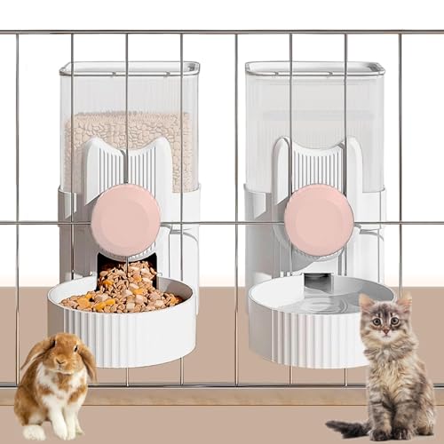 kathson Automatischer Futter- und Wasserspender zum Aufhängen, Schwerkraft-Automatischer Kaninchen-Futterspender für Käfig, Meerschweinchen-Futterstation und Bewässerungs-Set, Katzenfutterstation für von kathson