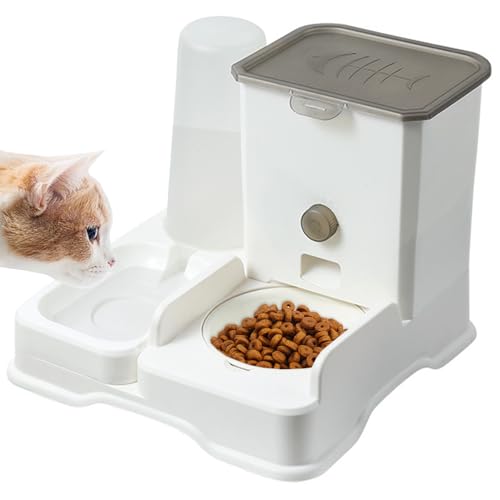 kathson Automatischer Katzenfutterspender, Katzenfutter- und Wasserspender-Set, Schwerkraft-Wassernapf, automatischer Futterspender und Wasserspender, 2-in-1 für Katzen und kleine Hunde von kathson