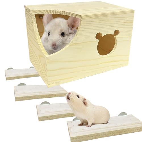 kathson Chinchilla Haus aus Holz, handgefertigt, für Meerschweinchen, Chinchilla, Eichhörnchen, Igel, 4 Stück von kathson