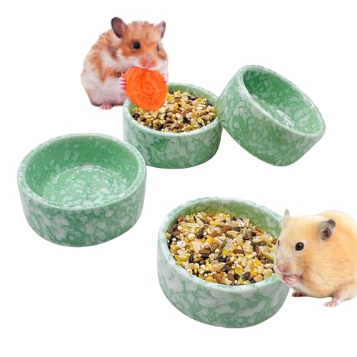 kathson Futternapf für Hamster, Meerschweinchen, Keramik, für Zwerghamster, Rennmäuse, syrische Frettchen, Igel, Chinchilla, Hasen, 4 Stück (grün) von kathson