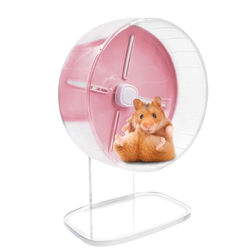 kathson Hamster-Trainingsrad, 25 cm, leise, drehende Laufräder mit Ständer, für Hamster, Rennmäuse, Mäuse und andere kleine Haustiere (Rosa) von kathson