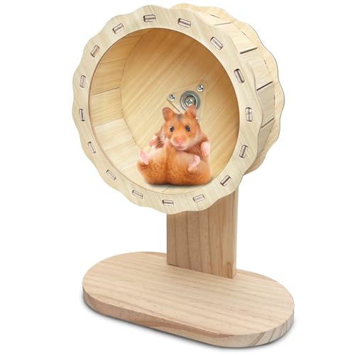 kathson Hamster-Trainingsrad aus Holz, 16,5 cm, leise, drehende Laufräder mit Ständer, für Hamster, Rennmäuse, Mäuse und andere kleine Haustiere von kathson