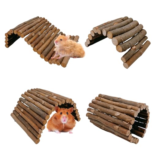 kathson Holzleiter für Hamster, Meerschweinchen, Ratte, Kauspielzeug, natürliches Versteck für Kleintiere, Chinchillas, Rennmäuse, Frettchen, syrische Hamster, Eichhörnchen, 4 Stück von kathson
