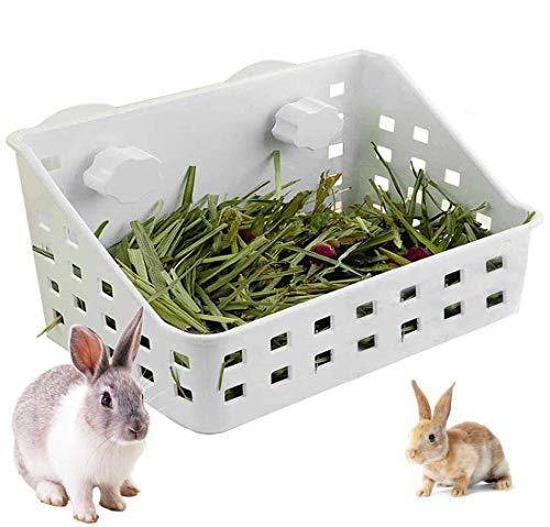 kathson Kaninchen-Heu-Futterstation Heu Krippe weniger verschwendetes Gras Halter Rack Futterspender Kleintier Kunststoff Schüssel für Kaninchen Kaninchen Meerschweinchen Ratten Chinchilla von kathson