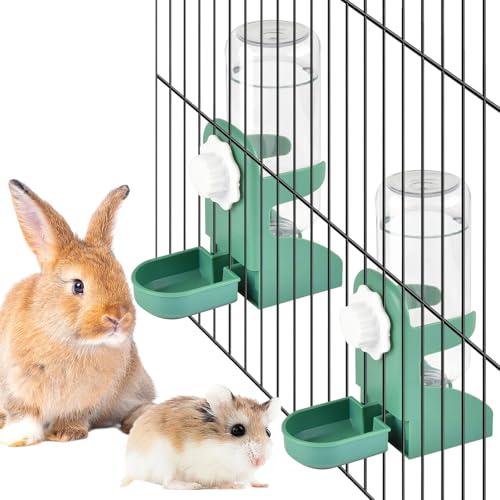 kathson Kaninchen-Wasserspender für Käfig, 480 ml, hängende Meerschweinchen-Wasserflasche, kein Tropfen, automatische Hasen-Wasserflasche, kein Auslaufen, kleine Tier-Wasserflasche für Chinchilla von kathson