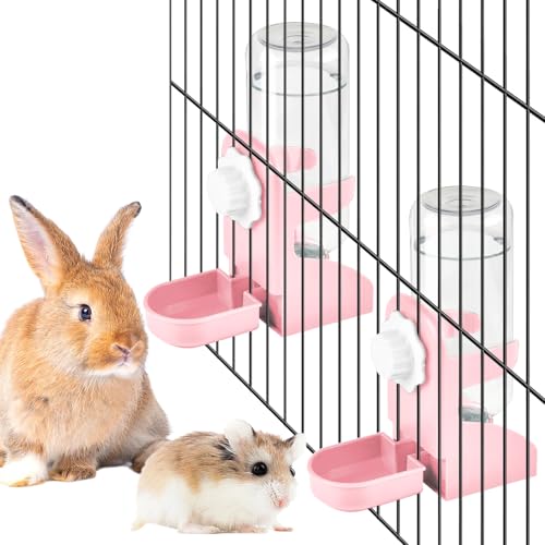 kathson Kaninchen-Wasserspender für Käfig, 480 ml, hängende Meerschweinchen-Wasserflasche, kein Tropfen, automatische Hasen-Wasserflasche, kein Auslaufen, kleine Tier-Wasserflasche für Chinchilla von kathson
