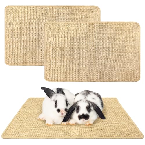 kathson Kratzmatte für Kaninchen, natürliches Sisal, Kaninchen, kleine Tiere, Nagelkratzer, Meerschweinchen, Krallenteppich, Haustierkäfig, Bodenbelag zum Beißen, Schlafen, Nisten (40 x 60 cm), 2 von kathson