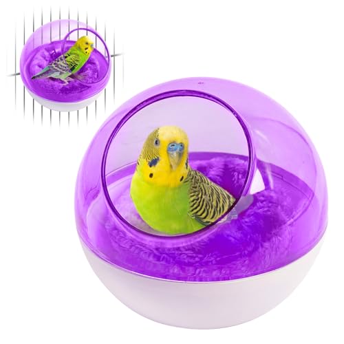 kathson Kunststoff Vogelnest Kaufest Kleines Bett mit Matte Hängende Haus Hütte Vogelkäfig Zucht Schlüpfen Nest Waschbar Sittich Nest für Papagei Wellensittich Liebe Vogel Kanarienvogel (Violett) von kathson
