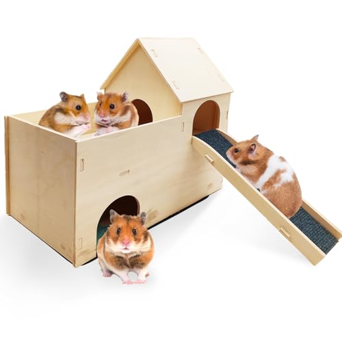 kathson Meerschweinchen-Versteck aus Holz, 2-stöckig, stabiles Kleintierhaus, Betthütte mit Treppen und Matte für Hamster, Chinchillas, Frettchen, Spielen, Verstecken, Schlafen kathson Meerschweinchen-Versteck aus Holz, 2-stöckig, stabiles Kleintierhaus, Betthütte mit Treppen und Matte für Hamster, Chinchillas, Frettchen, Spielen, Verstecken, Schlafen von kathson
