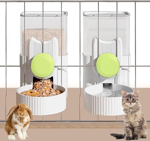 Kathson Rabbit Gravity Auto Feeder Set 35oz Hanging Automatic Food Water Dispenser Cage Automatic Feeder Set für Kaninchen Chinchilla Meerschweinchen Igel Frettchen Kitty Puppy（grüne） von Kathson