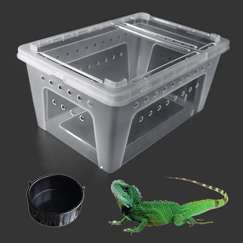 kathson Reptilien-Schlangenfutterbox, Brutbehälter, Eidechse, Tarantel, Habitat, tragbar, transparenter Kunststoff, Mini-Haustierhaus für Spinnen, Skorpion, Gecko (weiß) von kathson