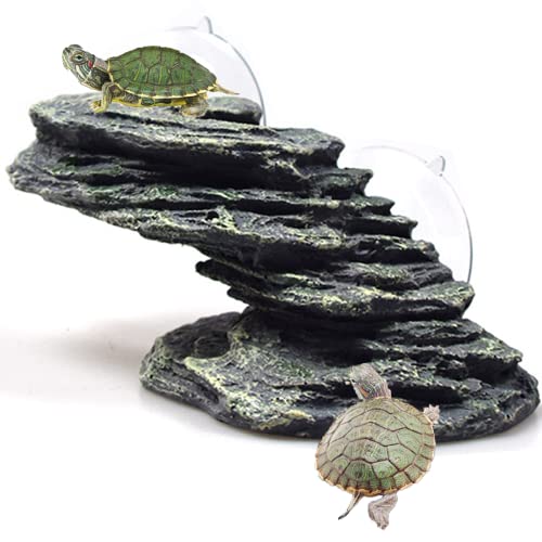 kathson Turtle Basking Plattform Schildkröte Dock Aquarium Landschaft Dekorative Kletterrampe Schiefer Kleiner Stein Ornament Felsen für Frösche, Molchen von kathson