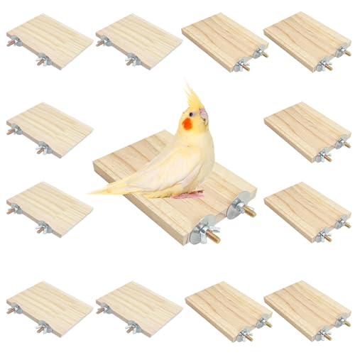 kathson Vogelkäfig-Plattform aus Holz, flach, rechteckig, mit Unterlegscheiben, für Vogelpfoten, Nymphensittichkäfig-Zubehör für Papageien, Wellensittiche, Sittiche, Sittiche, Sittiche von kathson