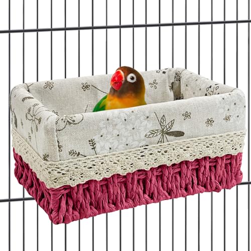 kathson Vogelnest Papageienhaus Vögel Schlafbett Strohgewebe Ganzjahreshängematte Vogelbett Kuschelhütte Vogelkäfig Zubehör für Sittiche, Wellensittiche, Nymphensittiche, Sittiche, Quaker, Papageien von kathson