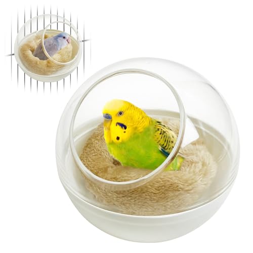 kathson Vogelnest aus Kunststoff, kaufest, kleines Bett mit Matte zum Aufhängen, Haus, Hütte, Vogelkäfig, Brutnest, waschbar, Sittichnest für Papagei, Wellensittich, Liebe, Vogel, Kanarienvogel (Weiß) von kathson