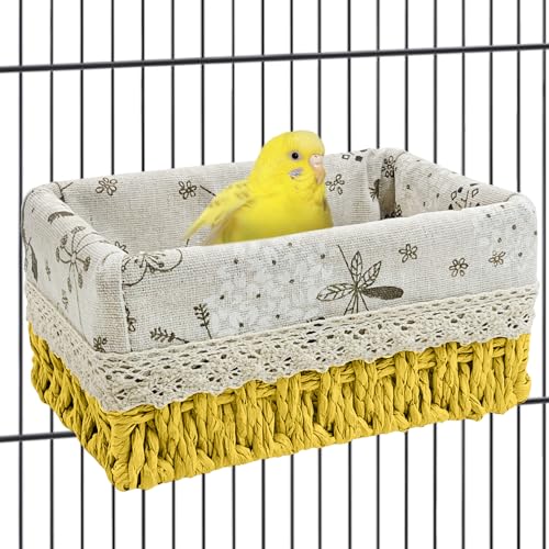 kathson Vogelnest für Papageien, Schlafbett, Strohgewebe, für alle Jahreszeiten, Hängematte, Vogelbett, Kuschelhütte, Vogelkäfig, Zubehör für Sittiche, Wellensittiche, Nymphensittiche, Quaker von kathson