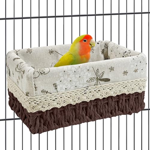kathson Vogelnest für Papageien, Schlafbett, Strohgewebe, für alle Jahreszeiten, Hängematte, Vogelbett, Kuschelhütte, Vogelkäfig-Zubehör für Sittiche, Wellensittiche, Nymphensittiche, Quaker, von kathson