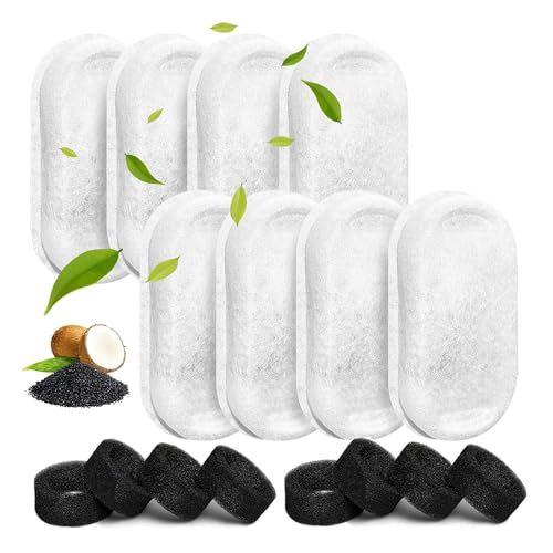 katmerio Filter für Katzenbrunnen, 8 Stück Weißer Aktivkohlefilter +8 Stück Schwarzer Schaumstofffilter ist für 2L/3.2L/4L Edelstahl Trinkbrunnen für Katzen und Hunde katmerio Filter für Katzenbrunnen, 8 Stück Weißer Aktivkohlefilter +8 Stück Schwarzer Schaumstofffilter ist für 2L/3.2L/4L Edelstahl Trinkbrunnen für Katzen und Hunde von katmerio