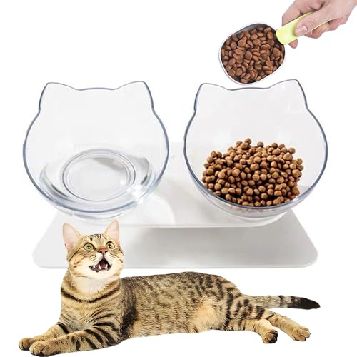 katmerio Futternäpfe Katzen Futter, Doppelter Katzenfutter katzennäpfe, 15 ° Kippbare katzennäpfe Transparente Katzenfutterschale Futternapf für Katze Welpe Futter und Wasser katmerio Futternäpfe Katzen Futter, Doppelter Katzenfutter katzennäpfe, 15 ° Kippbare katzennäpfe Transparente Katzenfutterschale Futternapf für Katze Welpe Futter und Wasser von katmerio