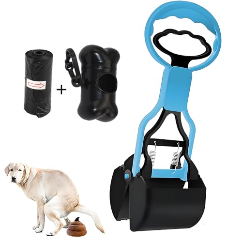 katmerio Tragbare Hundekotgreifer, Kotgreifer Hunde, 28 cm Hund Pooper Scooper mit Abfallbeutel Spender, Faltbarer Hundekotschaufel für Rasen im Freien Gras und Kies von katmerio