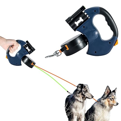 katto Einziehbares Hundeseil, Hundeseil für kleine Hunde - einziehbares Seil für Hunde mit Licht, Doppelkopf-Design für Hunde mit Kacksackhalter, einziehbares Seil katto Einziehbares Hundeseil, Hundeseil für kleine Hunde - einziehbares Seil für Hunde mit Licht, Doppelkopf-Design für Hunde mit Kacksackhalter, einziehbares Seil von katto