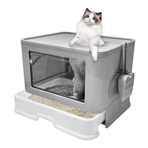 Kattypet Faltbare Katzentoilette, geschlossene Katzentoilette, oberer Eingang, Spritzschutz, Katzentoilette leicht zu reinigen, extra große Katzentoilette mit Deckel und Schaufel Kattypet Faltbare Katzentoilette, geschlossene Katzentoilette, oberer Eingang, Spritzschutz, Katzentoilette leicht zu reinigen, extra große Katzentoilette mit Deckel und Schaufel von kattypet