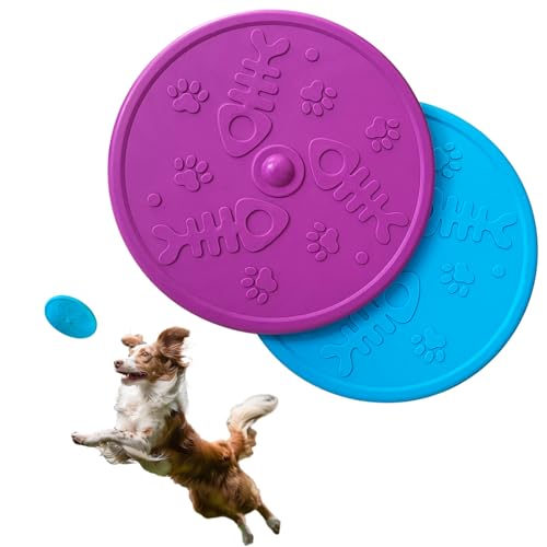 kattypet Dog Flying Disc, 2 Pack Dog Flyer Dog Toy, Dog Soft Rubber Interactive Lightweight Flying Disc Dog Toy for Small Large Dogs - Floats in Water & Safe on Teeth, 22.9 cm von kattypet