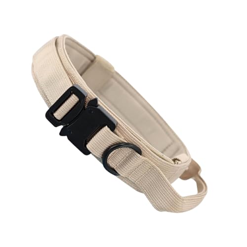 kawehiop Hundehalsband Leine Kombination, unverformbar, mühelos, verhindert Hektik, passend für alle Hunde, Nylon, verstellbar, taktisches Schnallenschloss, Khaki, XL von kawehiop