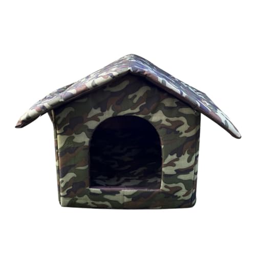 kawehiop Hundehütte, sicheres und langlebiges Haustierbett für pelzige Freunde, Zelt, Kabine, Haustier, Oxford Stoff, Haustierhaus, Katzenhaus, Katzennest, ungiftig, Tarnmodell, L: 45 * 43 * 40 cm von kawehiop