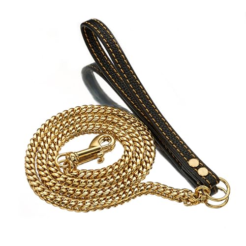 kawehiop Verstellbare und Flexible Edelstahl Goldkette für Haustiere für eine breite Anwendung, einfache Kontrolle, präzise gefertigte Hundeleinen, Gold, 100cm kawehiop Verstellbare und Flexible Edelstahl Goldkette für Haustiere für eine breite Anwendung, einfache Kontrolle, präzise gefertigte Hundeleinen, Gold, 100cm von kawehiop