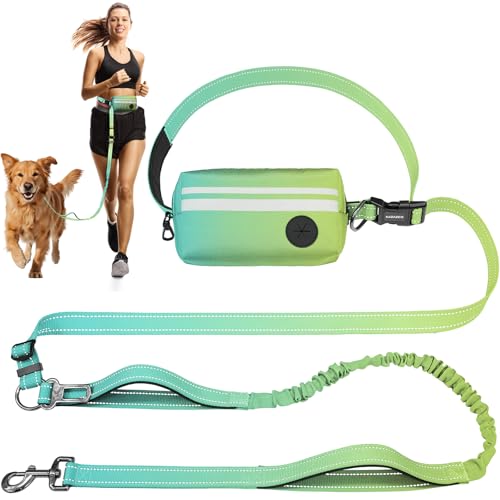 Hundeleine mit abnehmbarer Reißverschlusstasche, doppelt gepolsterten Griffen und strapazierfähigem Bungee zum Gehen, Joggen und Laufen, Cyan Hundeleine mit abnehmbarer Reißverschlusstasche, doppelt gepolsterten Griffen und strapazierfähigem Bungee zum Gehen, Joggen und Laufen, Cyan von kazazoo