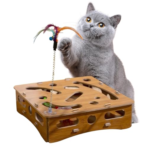 kdkskss Holzspielzeug Katze Denkspielzeug | Katzenspielzeug Box Mit Bällen Und Angelrute - Gehirnstimulation & Spielspaß für Kitten mit Angel und Ball zur Indoor-Beschäftigung gegen Langeweile kdkskss Holzspielzeug Katze Denkspielzeug | Katzenspielzeug Box Mit Bällen Und Angelrute - Gehirnstimulation & Spielspaß für Kitten mit Angel und Ball zur Indoor-Beschäftigung gegen Langeweile von kdkskss