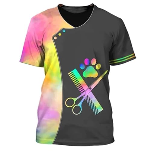 keephenDE Pet Store Lustige Uniform Tier Hundefrisör 3D gedruckt Unisex Arbeit lose bequemen Rundhalsausschnitt Kurzarm-T-Shirt Tops keephenDE Pet Store Lustige Uniform Tier Hundefrisör 3D gedruckt Unisex Arbeit lose bequemen Rundhalsausschnitt Kurzarm-T-Shirt Tops von keephenDE