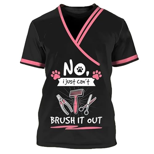 keephenDE Pet Store Lustige Uniform Tier Hundefrisör 3D gedruckt Unisex Arbeit lose bequemen Rundhalsausschnitt Kurzarm-T-Shirt Tops keephenDE Pet Store Lustige Uniform Tier Hundefrisör 3D gedruckt Unisex Arbeit lose bequemen Rundhalsausschnitt Kurzarm-T-Shirt Tops von keephenDE