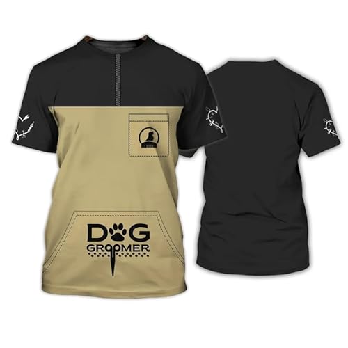 keephenDE Pet Store Lustige Uniform Tier Hundefrisör 3D gedruckt Unisex Arbeit lose bequemen Rundhalsausschnitt Kurzarm-T-Shirt Tops keephenDE Pet Store Lustige Uniform Tier Hundefrisör 3D gedruckt Unisex Arbeit lose bequemen Rundhalsausschnitt Kurzarm-T-Shirt Tops von keephenDE