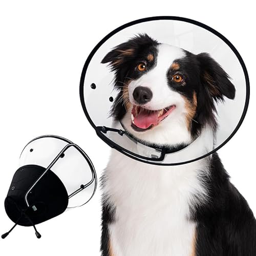 Hundekegel, 3-stufig größenverstellbar, Knopfverschluss-Design, bequeme Hundekegel für große, mittelgroße und kleine Hunde, Katzen, Anti-Bisslecken, Kunststoff-E-Halsband von kefron