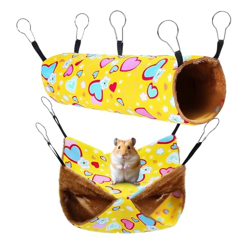 keloppasit Hamster Schaukel | 2 Stück Hamster Betten,Bequemes Kletter Spielzeug Ruheplatz Bereicherungsspielplatz für Kleintiere Haustierkäfig Igel von keloppasit