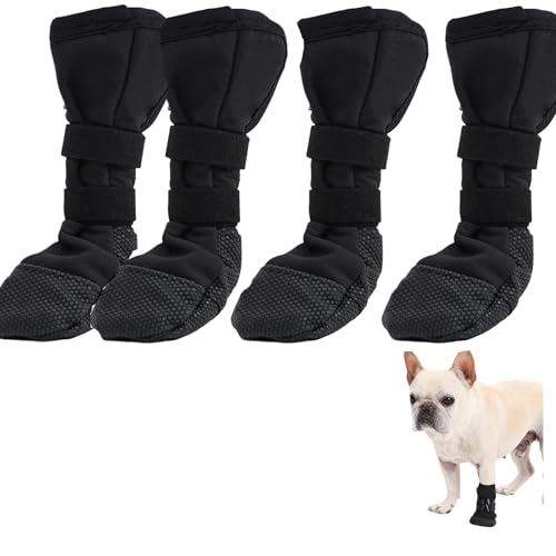 keloppasit Hundebein-Wundschutz, verstellbar, wasserdichte Bandagen, rutschfeste Hundestiefel, atmungsaktiv, leicht, für drinnen und draußen, 4 Stück von keloppasit