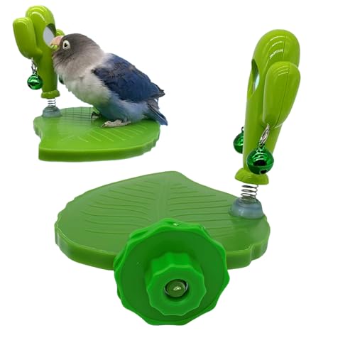 keloppasit Vogelsitzstange, Trainingsständer, Knobelspielzeug Zur Beschäftigung, Interaktives Bewegungsspiel, Blattförmiges Design, Kaktusoptik Für Nymphensittiche, Unzertrennliche, Kanarienvögel von keloppasit