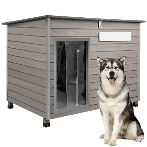 Ketive Große Hundehütte für den Außenbereich, wetterfest, Iglu-Hundehaus aus Holz mit kaufestem Eisenrahmen für kleine bis große Hunde, wasserdichtes Haus für Hunde draußen, PET65-Grau Ketive Große Hundehütte für den Außenbereich, wetterfest, Iglu-Hundehaus aus Holz mit kaufestem Eisenrahmen für kleine bis große Hunde, wasserdichtes Haus für Hunde draußen, PET65-Grau von ketive