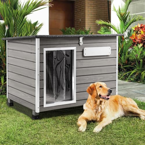 Ketive Hundehütte Outdoor & Indoor, Hundehütte aus Holz mit erhöhten Füßen für kleine bis große Hunde, Hundehäuser mit abnehmbaren Böden, Wetterfeste Asphaltdachhütte für Hunde draußen PET65 Ketive Hundehütte Outdoor & Indoor, Hundehütte aus Holz mit erhöhten Füßen für kleine bis große Hunde, Hundehäuser mit abnehmbaren Böden, Wetterfeste Asphaltdachhütte für Hunde draußen PET65 von ketive