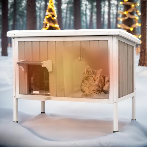 Ketive Isoliertes Katzenhaus für den Außenbereich, beheiztes Feral-Katzenhaus für draußen, wetterfest, abnehmbarer Boden und abschließbare Fluchttür, Wildkatzenunterstand für Winterschutz, 87,6 x 55,1 Ketive Isoliertes Katzenhaus für den Außenbereich, beheiztes Feral-Katzenhaus für draußen, wetterfest, abnehmbarer Boden und abschließbare Fluchttür, Wildkatzenunterstand für Winterschutz, 87,6 x 55,1 von ketive