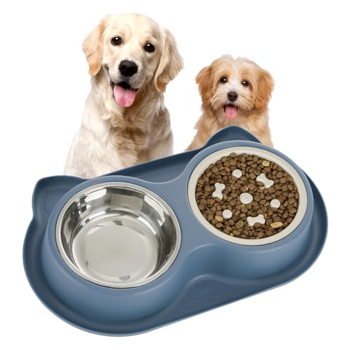 KEVIDEAWL Wasser- und Futternapf für Hunde, aus Edelstahl, rutschfest, für Welpen und Kätzchen, für kleine und mittelgroße Hunde von kevideawl