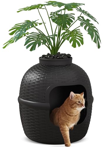 Keygarzone Versteckte Katzentoilette, Kohlefilter & 1,5 kg echte Steine, DIY-Lösungen für Heimdekoration, niedliche Pflanzenklo für Katze, Schwarz Keygarzone Versteckte Katzentoilette, Kohlefilter & 1,5 kg echte Steine, DIY-Lösungen für Heimdekoration, niedliche Pflanzenklo für Katze, Schwarz von keygarzone